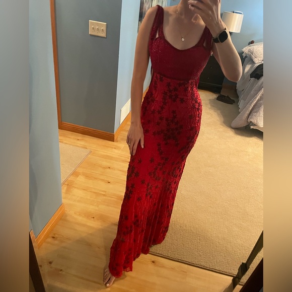 Precious Formals Dresses & Skirts - Precious Formals Red Beaded Dress